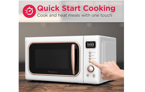 Open Box – Frigidaire 0.7 Cu. Ft. Countertop Microwave Oven (EMW788-WHITERGLD) - Image 2