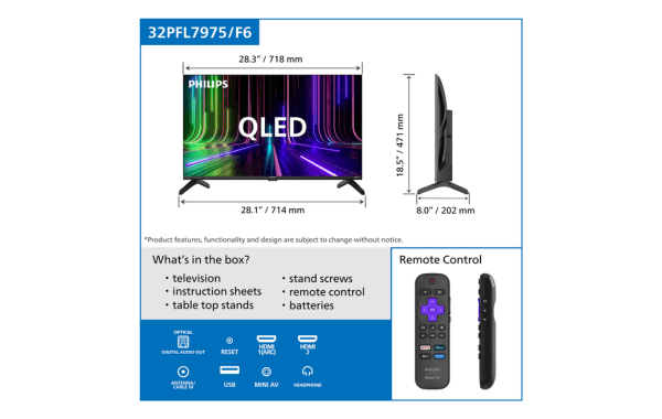Philips 32" Full HD QLED Roku Smart TV (32PFL7975/F6) - Image 4